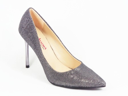 Pantofi dama argintii stiletto toc 10 cm Rotya