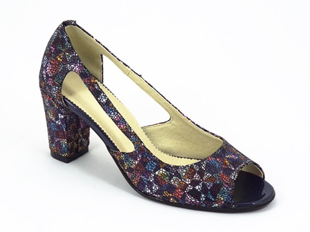 Sandale dama piele albastru floral Doyna